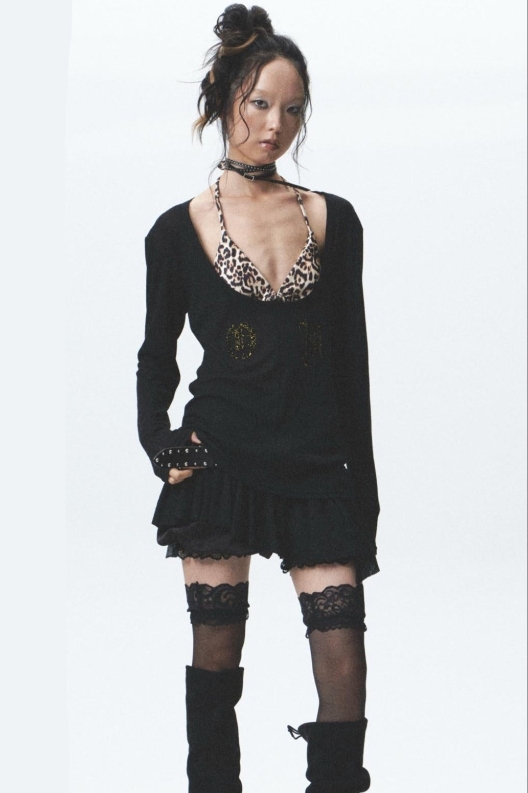 Flocked Sunshield Long Sleeve Skirt Set-Up