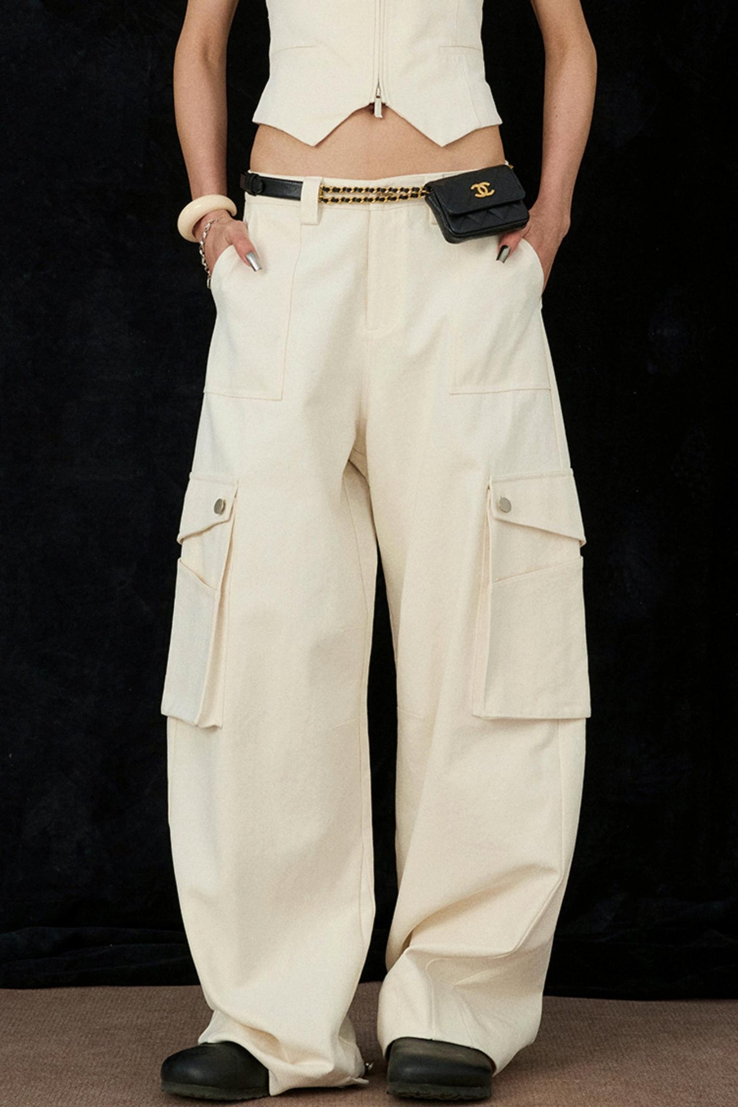 Ivory Wide-Leg Pants