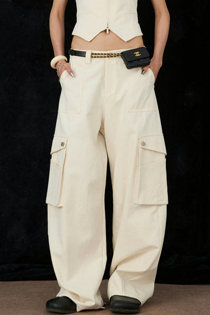 Ivory Wide-Leg Pants