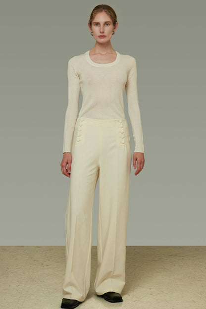 Side Button Loose Fit Pants