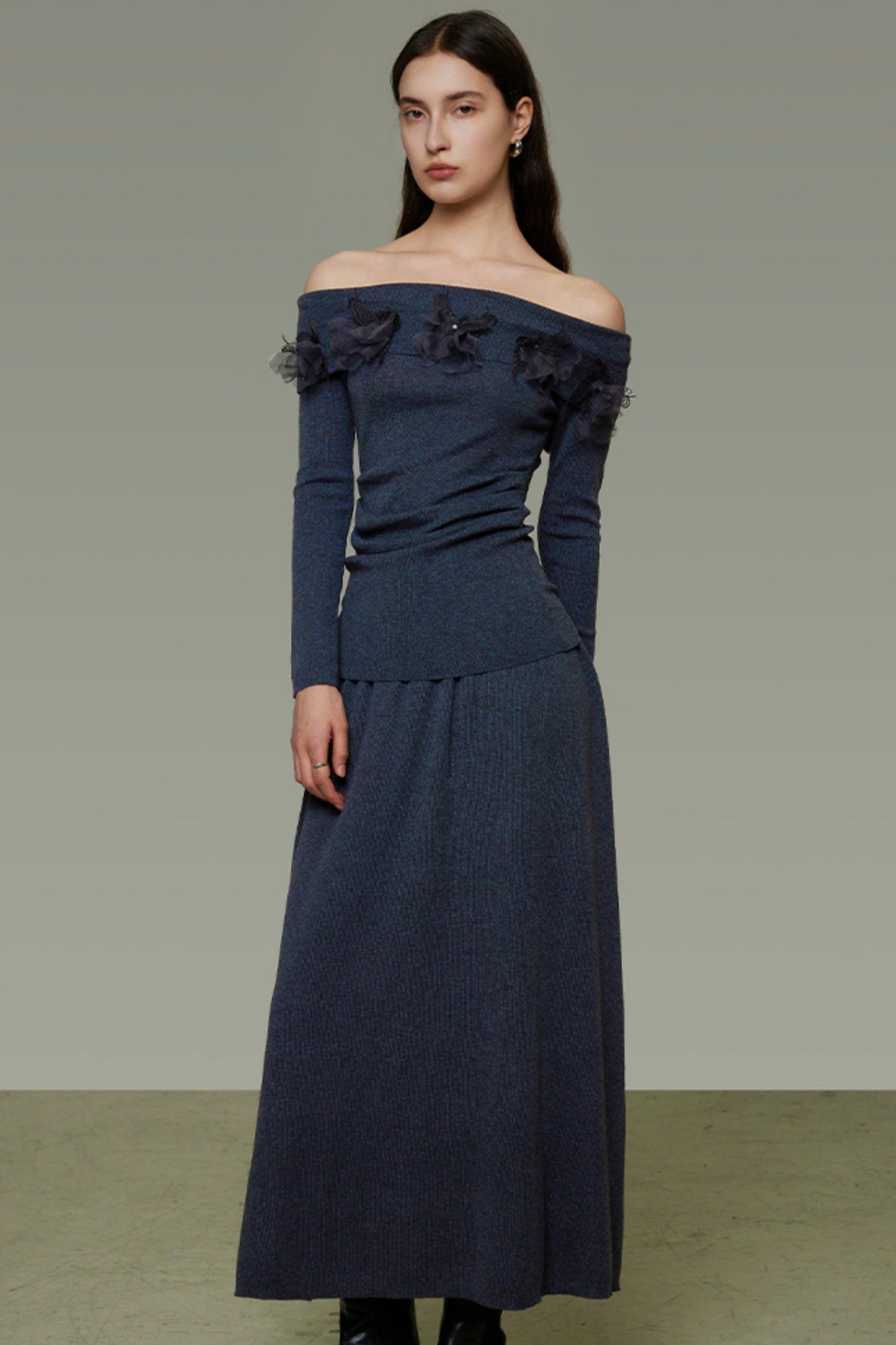 Autumn Knit One-Shoulder Dress