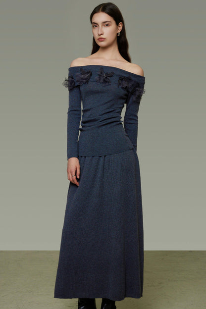 Autumn Knit One-Shoulder Dress