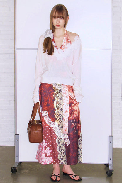 Sunset Lily Lace Knit Vest Top Set