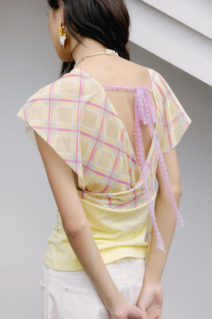 Yellow-Green Plaid Top