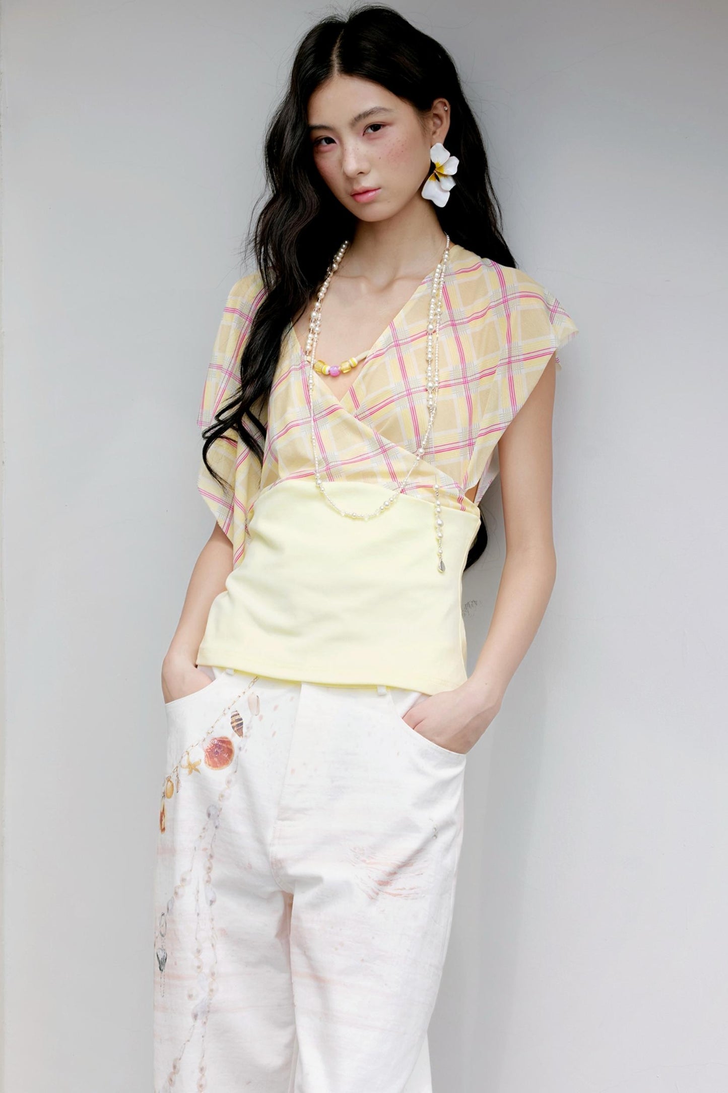 Yellow-Green Plaid Top