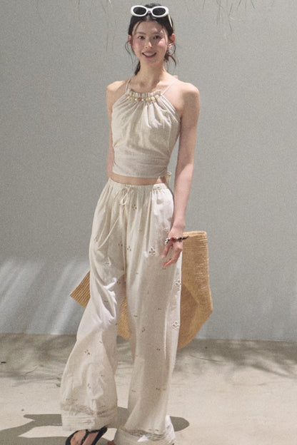 Self-Love Embroidered Summer Pants