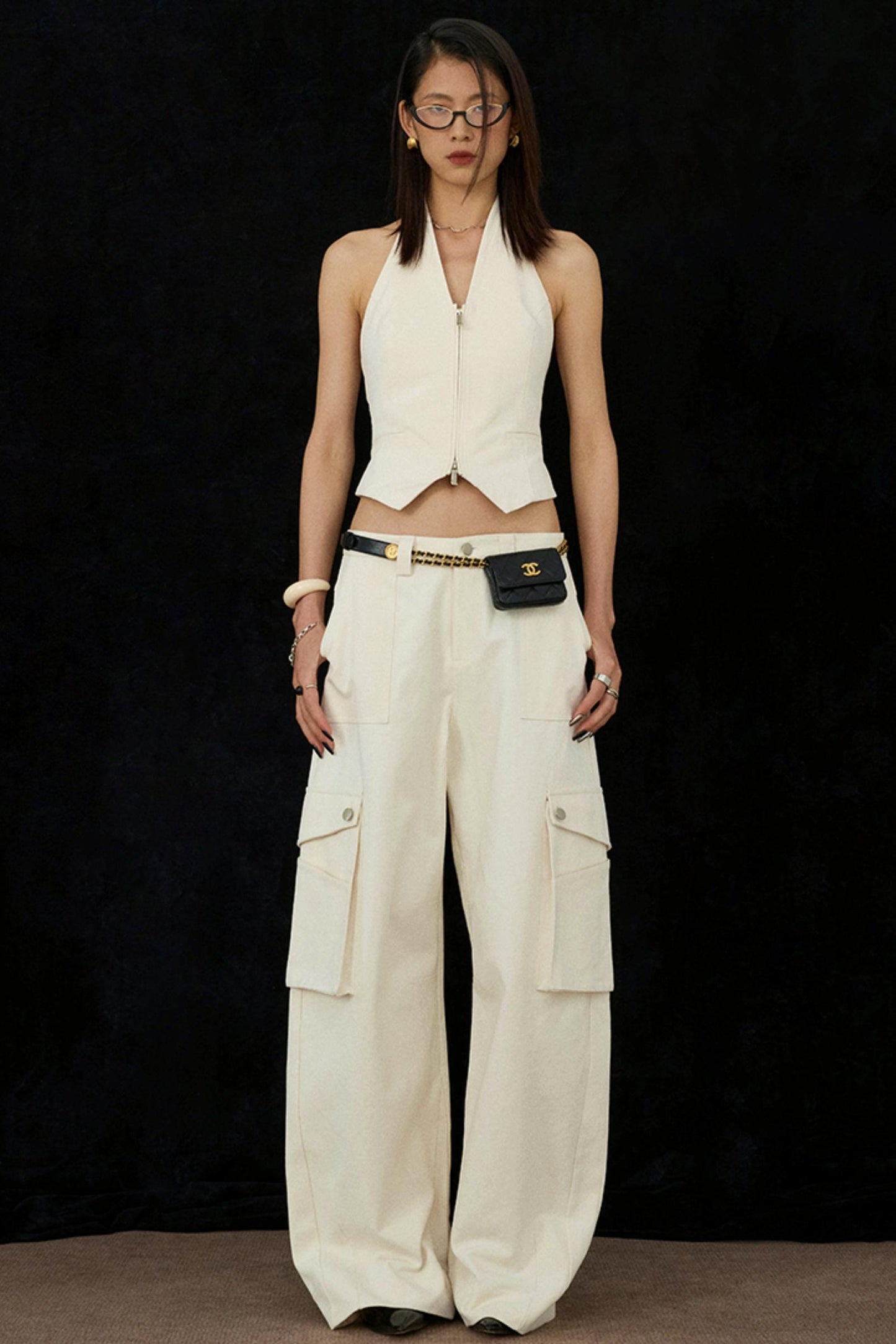 Ivory Wide-Leg Pants