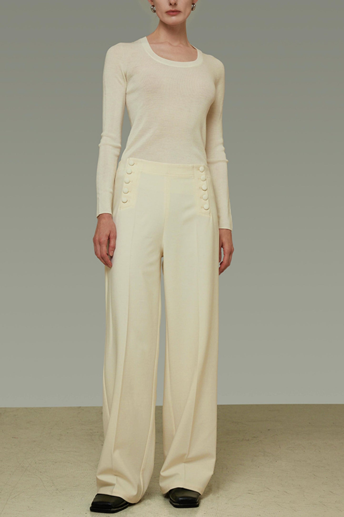 Side Button Loose Fit Pants