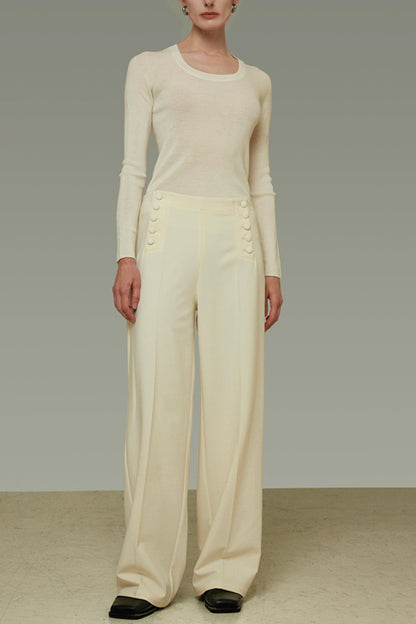 Side Button Loose Fit Pants