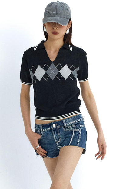 Vintage Diamond V-Neck Tee