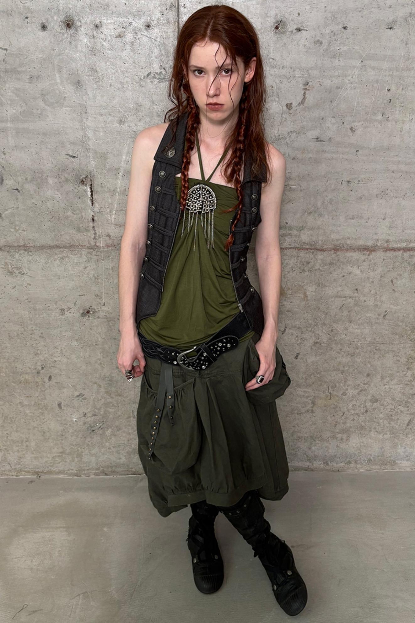 Metal Button Corset Tank