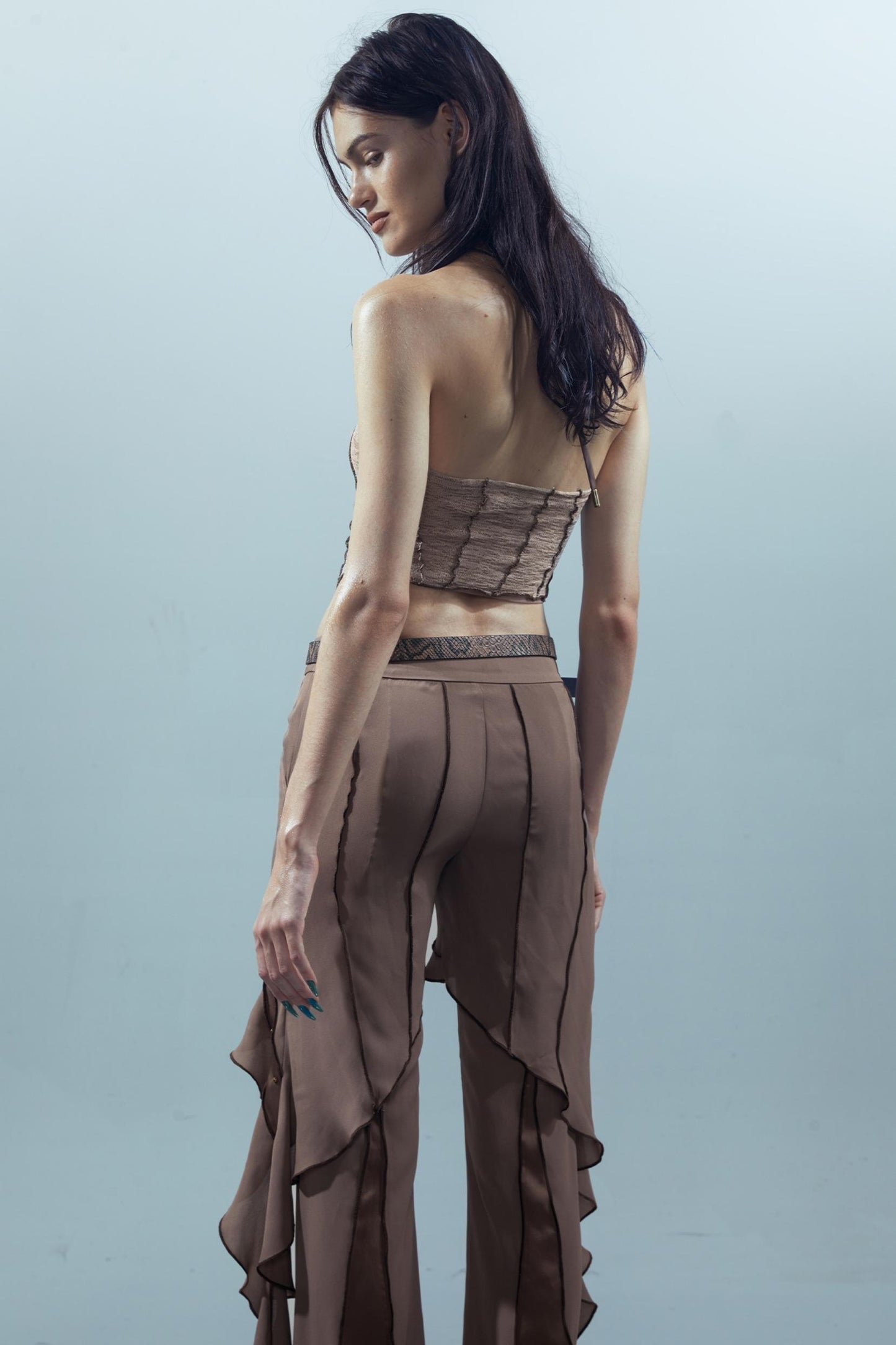 Fiery Chiffon Wide-Leg Trousers