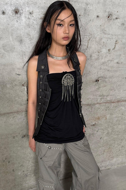 Metal Button Corset Tank