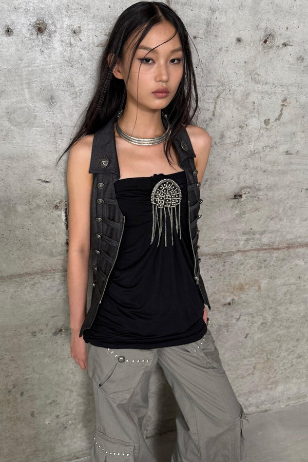 Metal Button Corset Tank