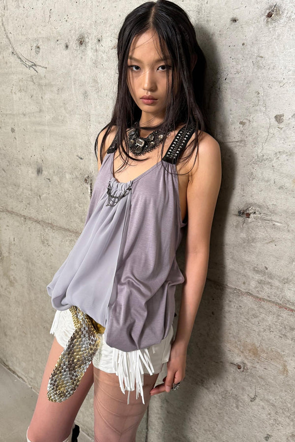 Metal-Studded Swing Tank Top