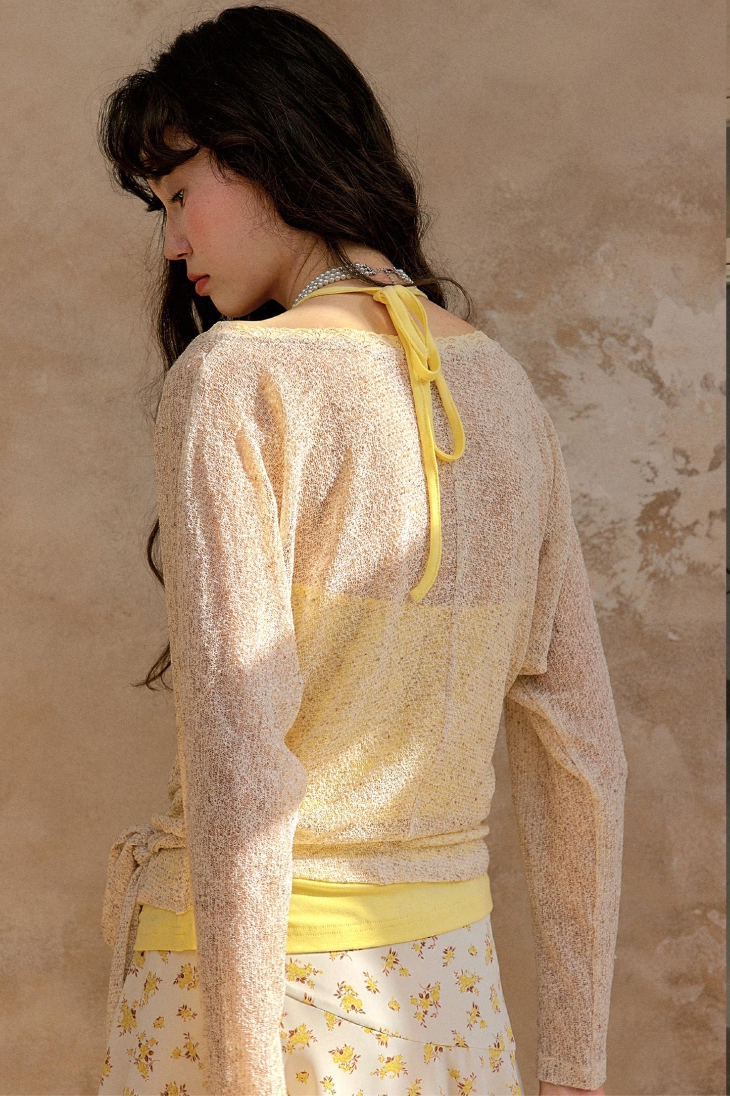 Original Brown Yellow Layered Blouse Skirt Set-Up