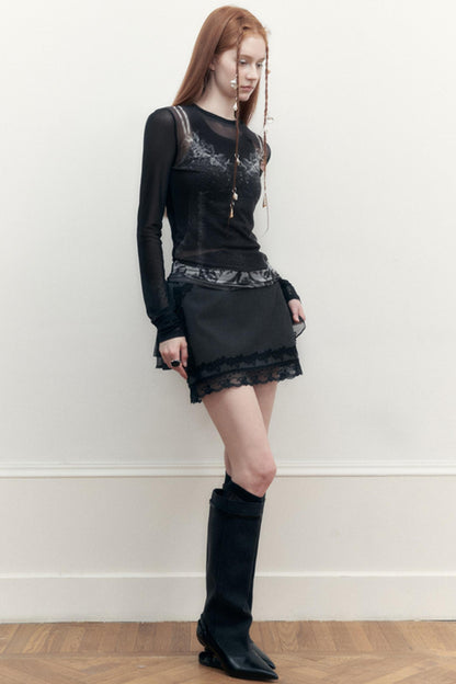 Yuan Lace Tulle Top