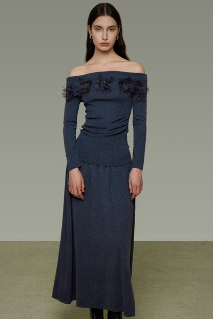 Autumn Knit One-Shoulder Dress