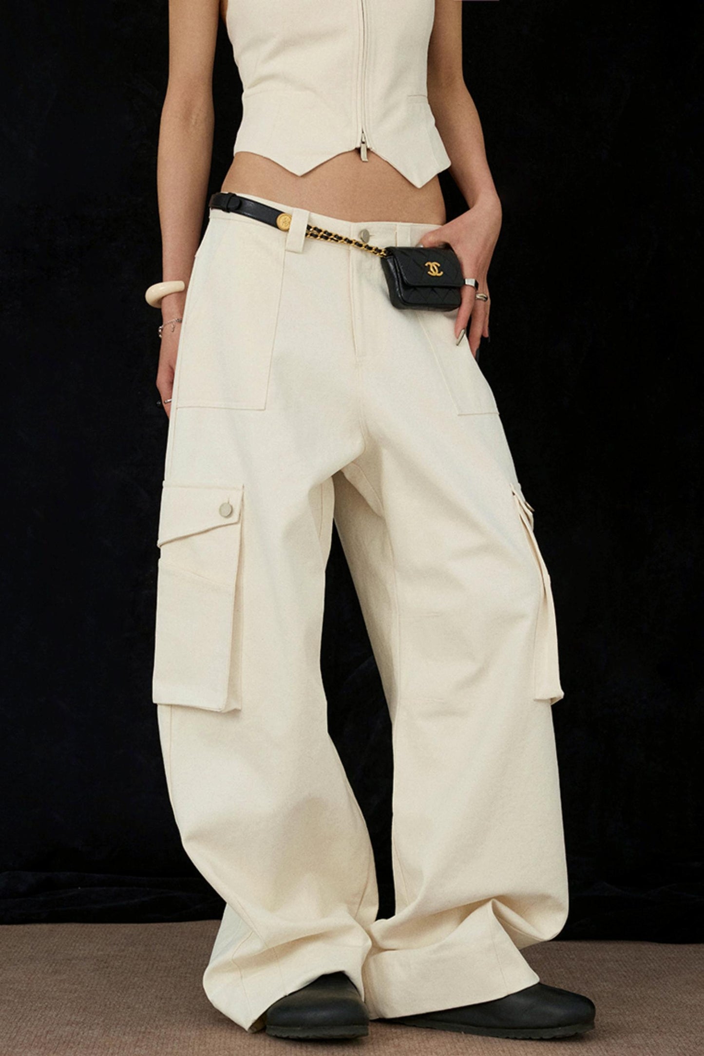 Ivory Wide-Leg Pants