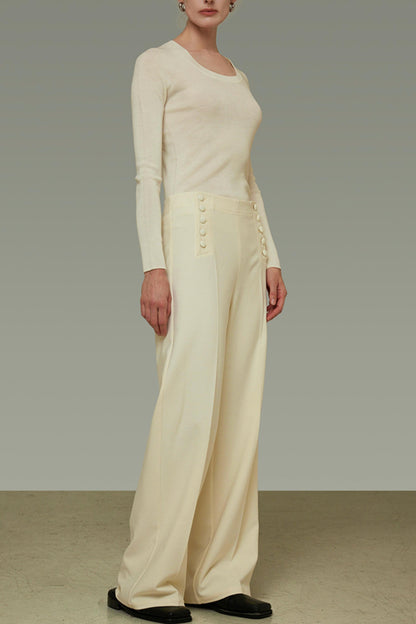 Side Button Loose Fit Pants