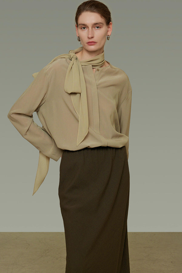 Relaxed Tie Neck Shirt