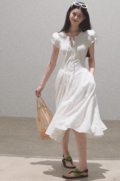 Lovefall Embroidered Cotton Tea Dress