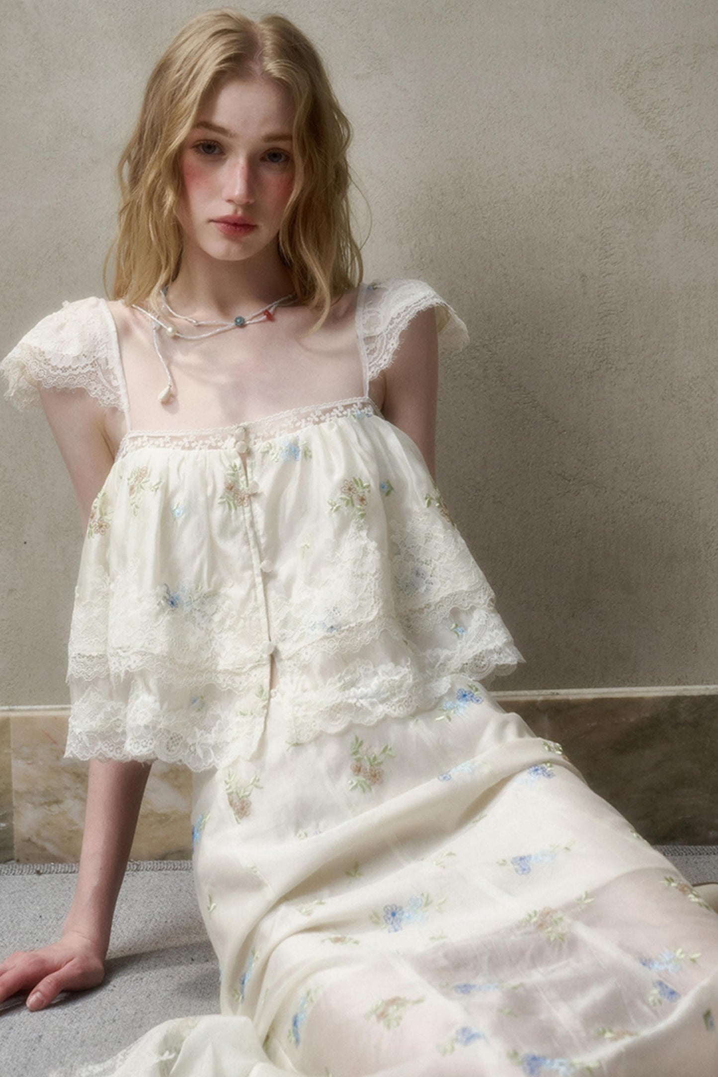 Airy Floral Ensemble Skirt Set-Up