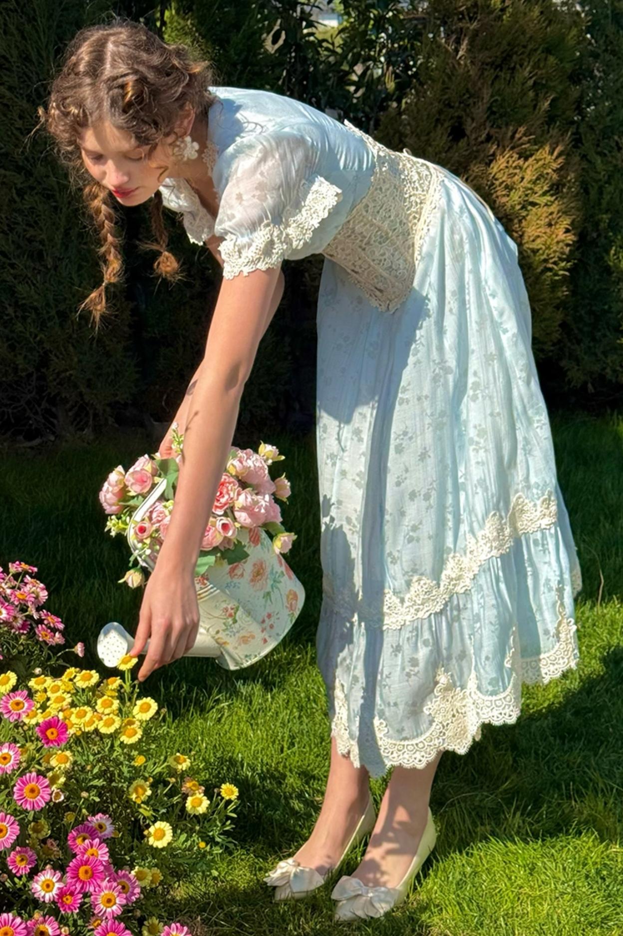 Summer Breeze Blue Lace Dress Set-Up