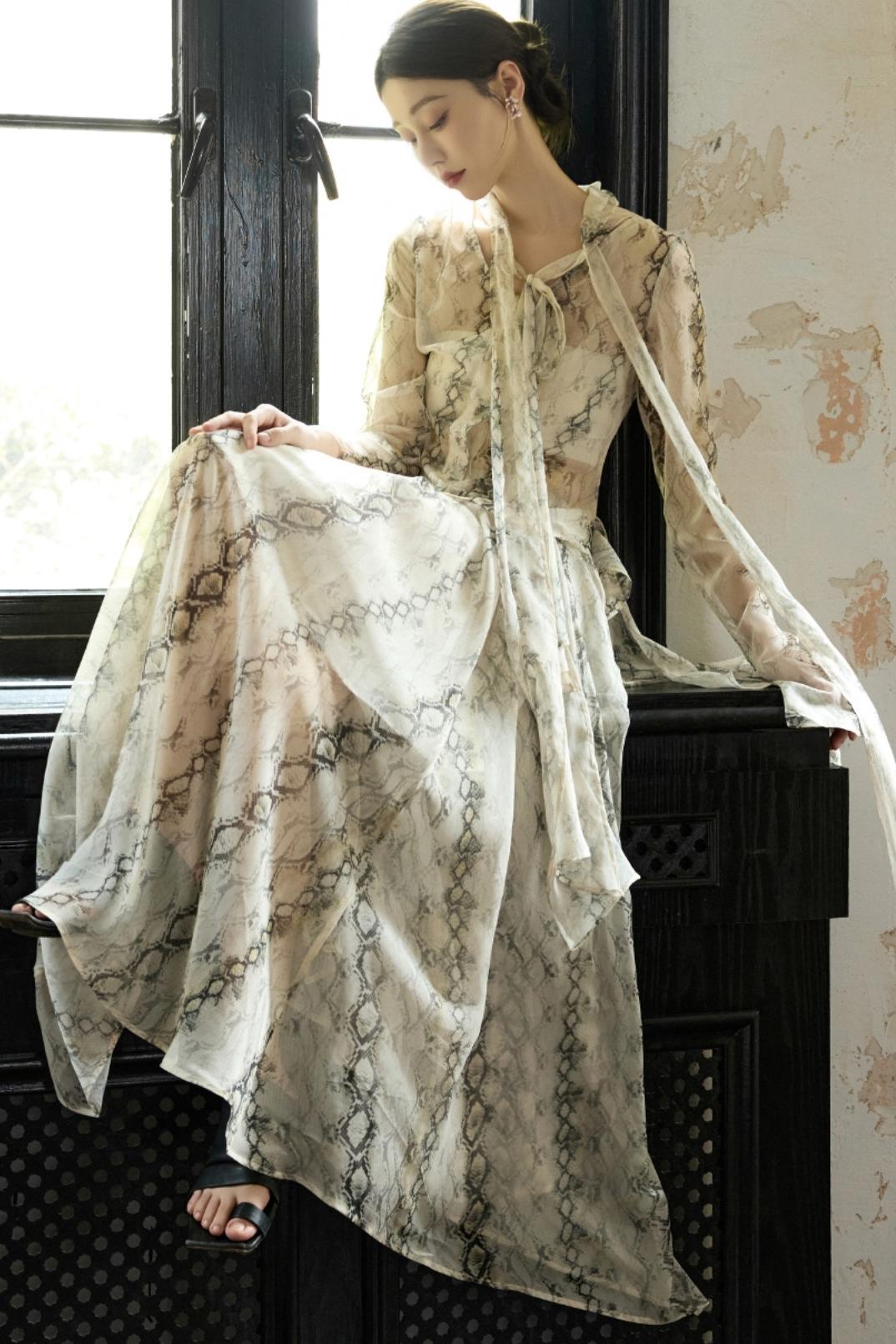 Snake Print A-line Skirt Set-Up