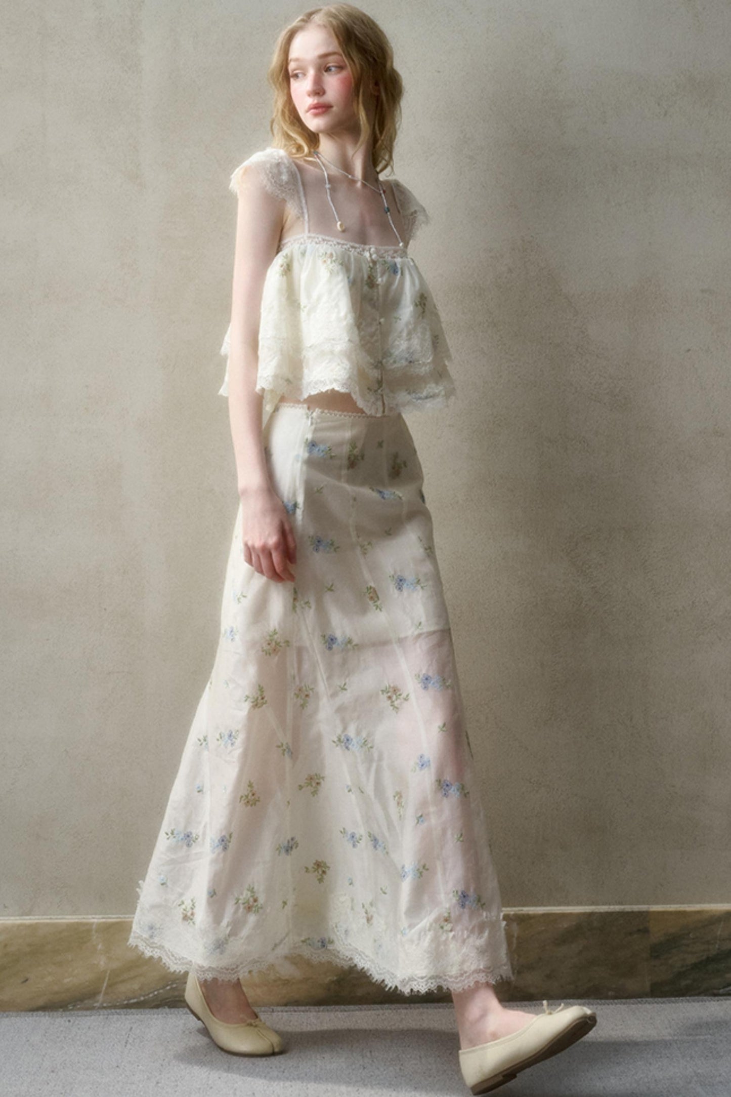 Airy Floral Ensemble Skirt Set-Up