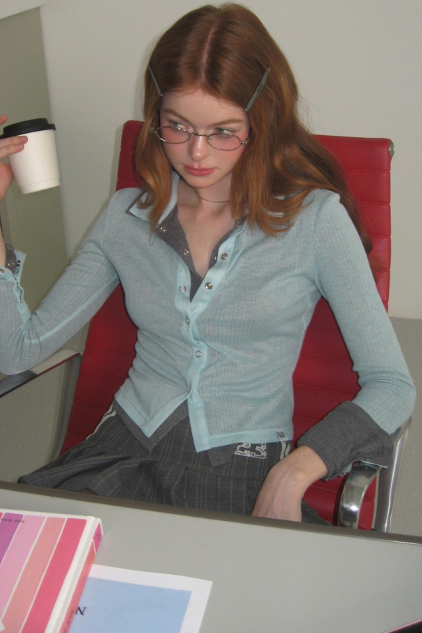 Blue Metal Buckle Slim Fit Tee