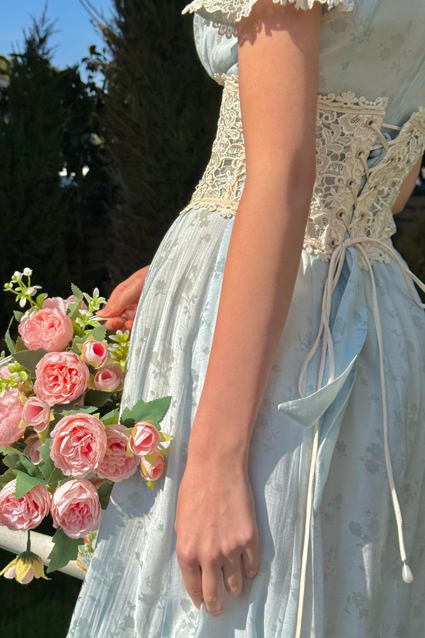 Summer Breeze Blue Lace Dress Set-Up