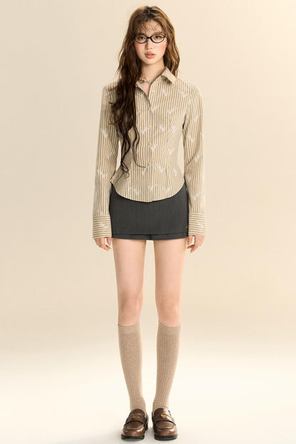 Striped Lace Slim-Fit Shirt