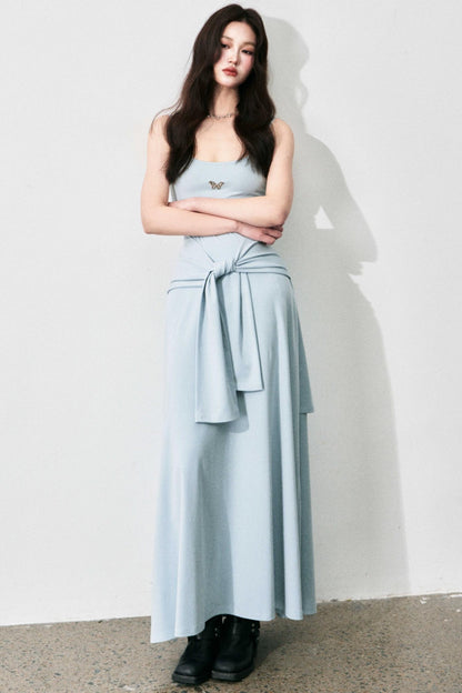 Tie-Waist Halter Maxi Dress