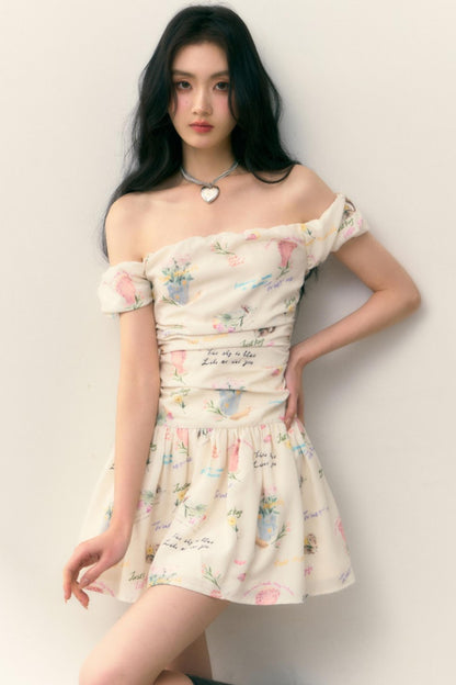 Pastel Lotus Neck-Tie Oriental Dress