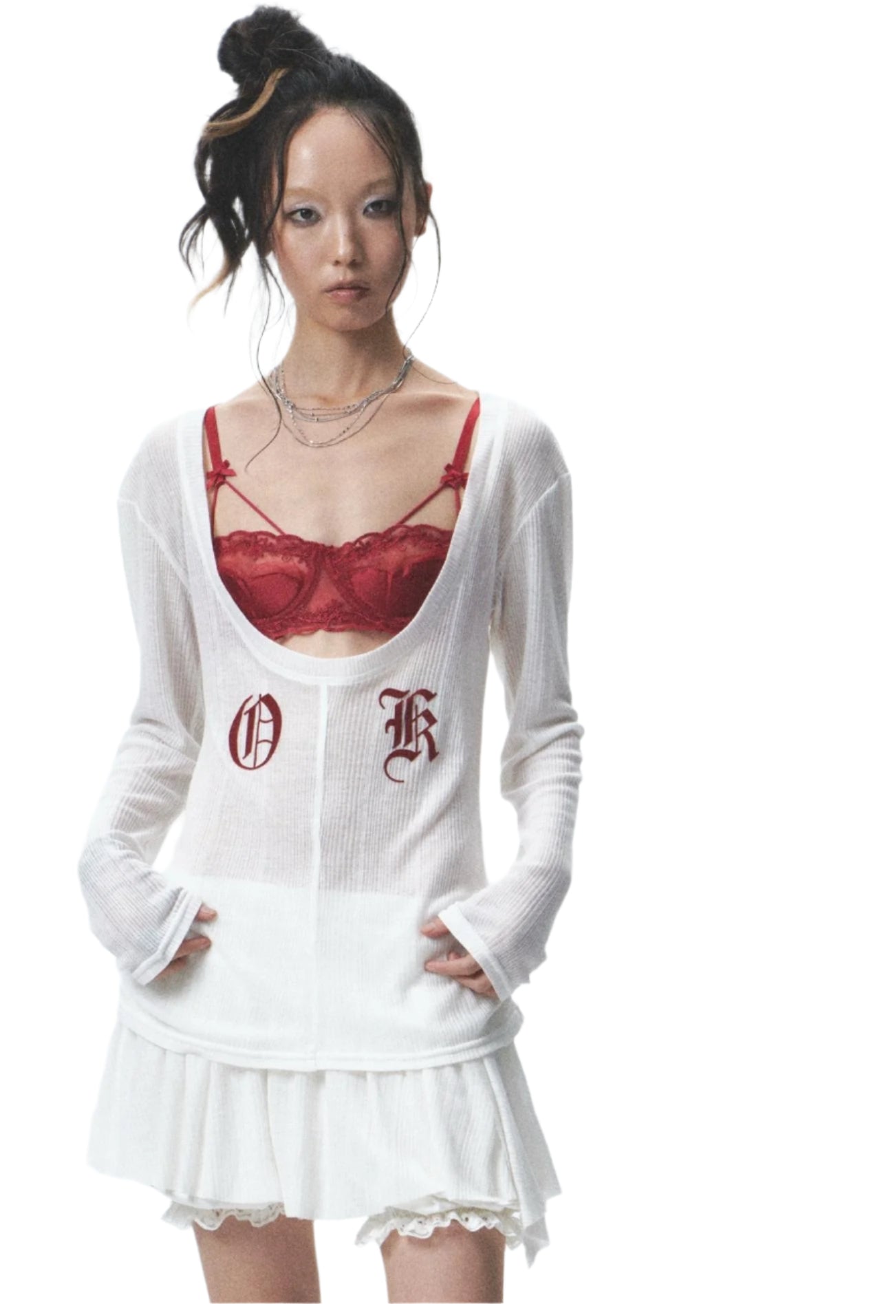 Flocked Sunshield Long Sleeve Skirt Set-Up