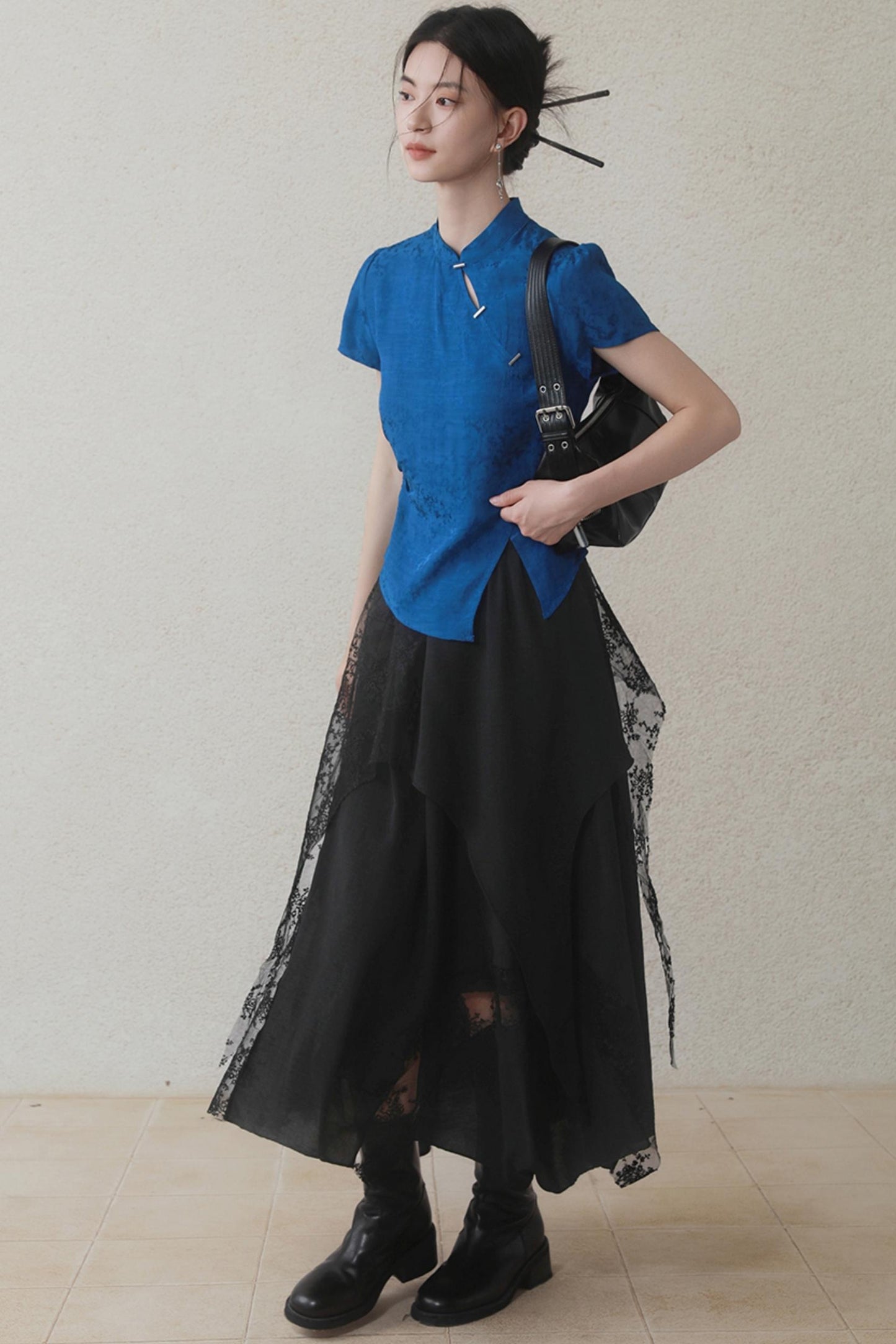 Klein Blue Chinese Shirt