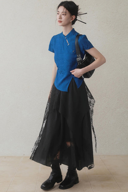 Klein Blue Chinese Shirt