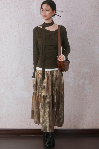 Autumn Amber Brown Blended Skirt