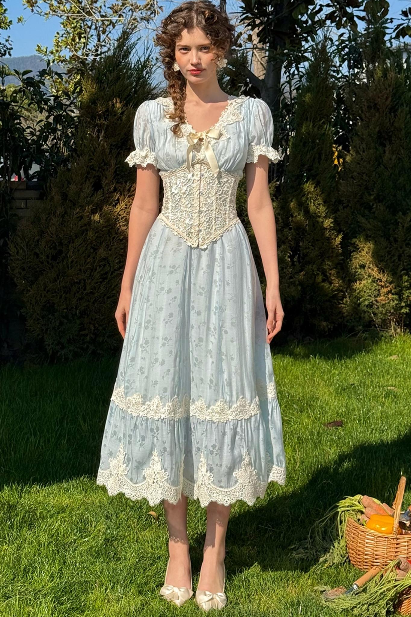 Summer Breeze Blue Lace Dress Set-Up