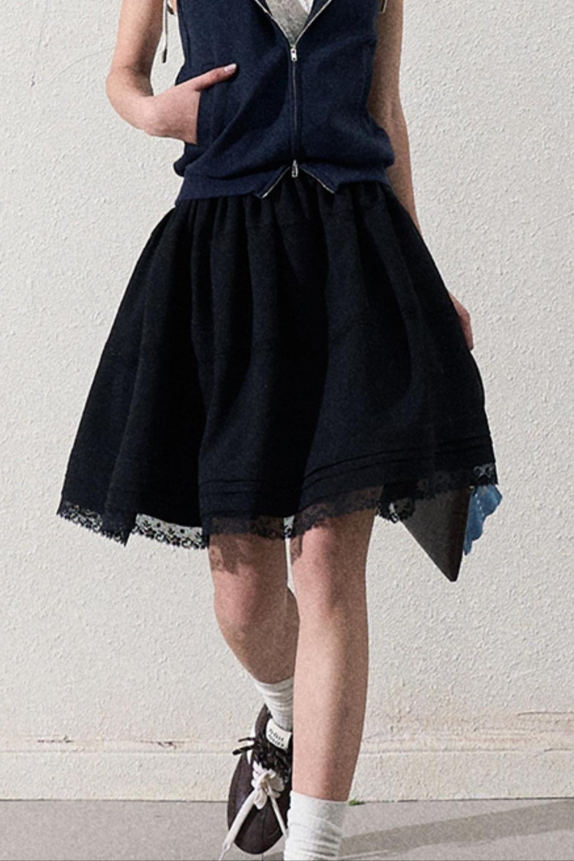 College Flare Lace Skirt