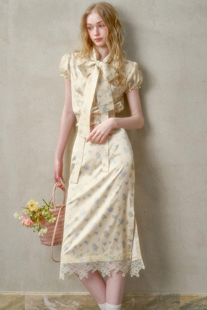 Elegant Lace Skirt Shirt Set-Up