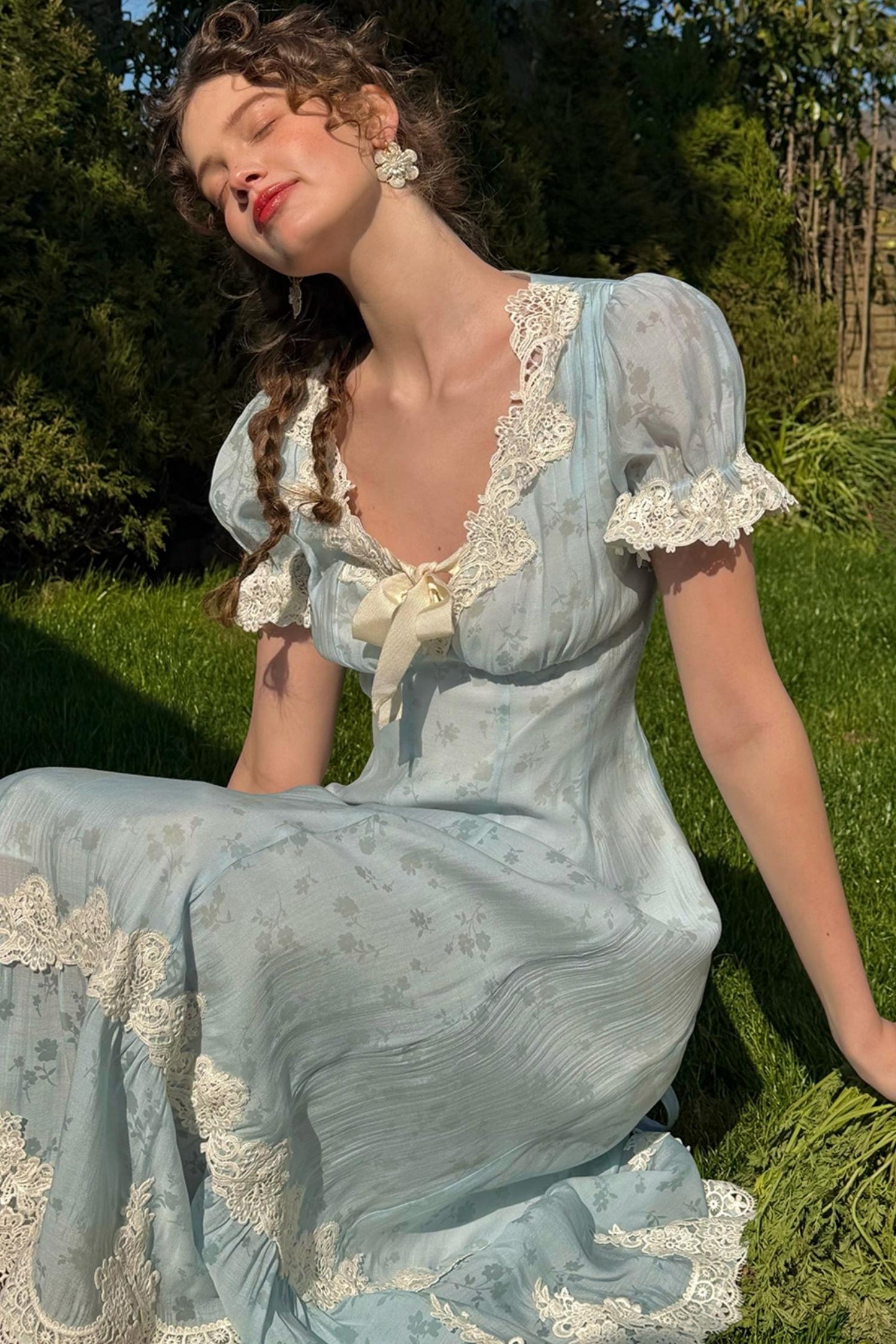 Summer Breeze Blue Lace Dress Set-Up