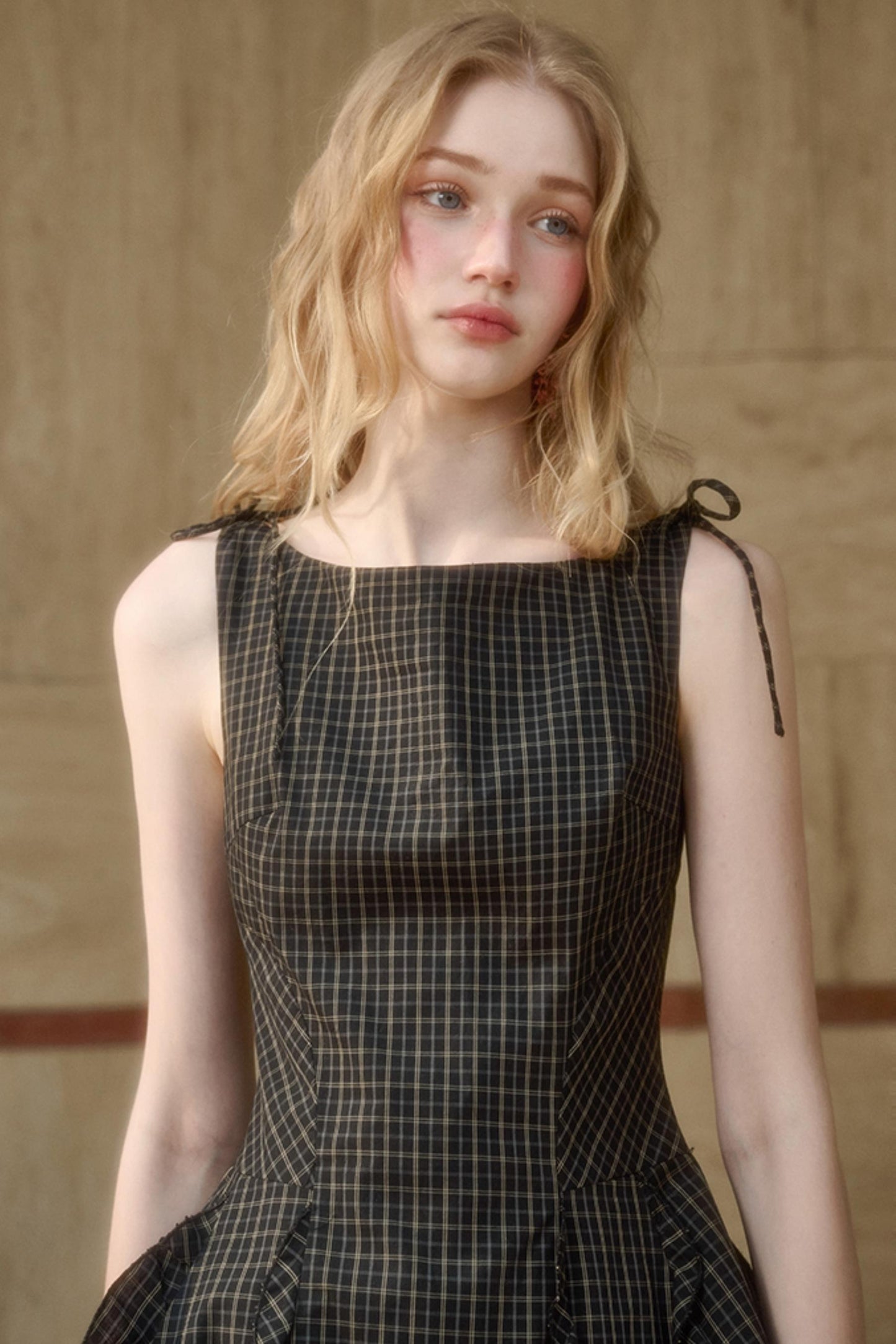 Cotton Lace Plaid Dress