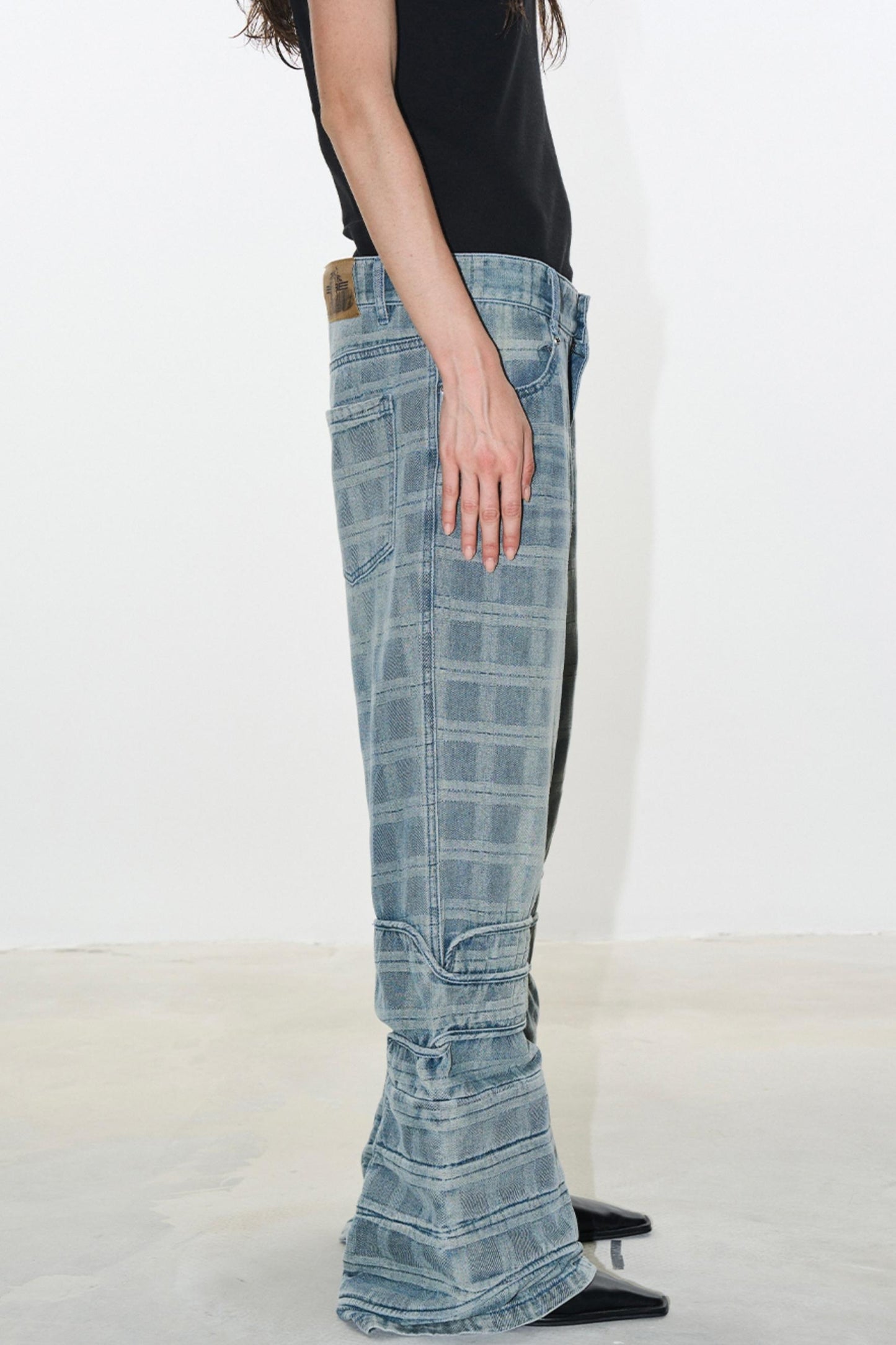 Plaid Denim Pants