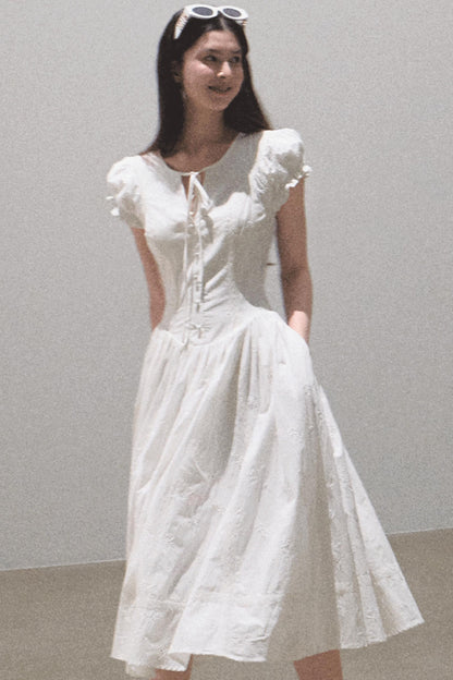 Lovefall Embroidered Cotton Tea Dress