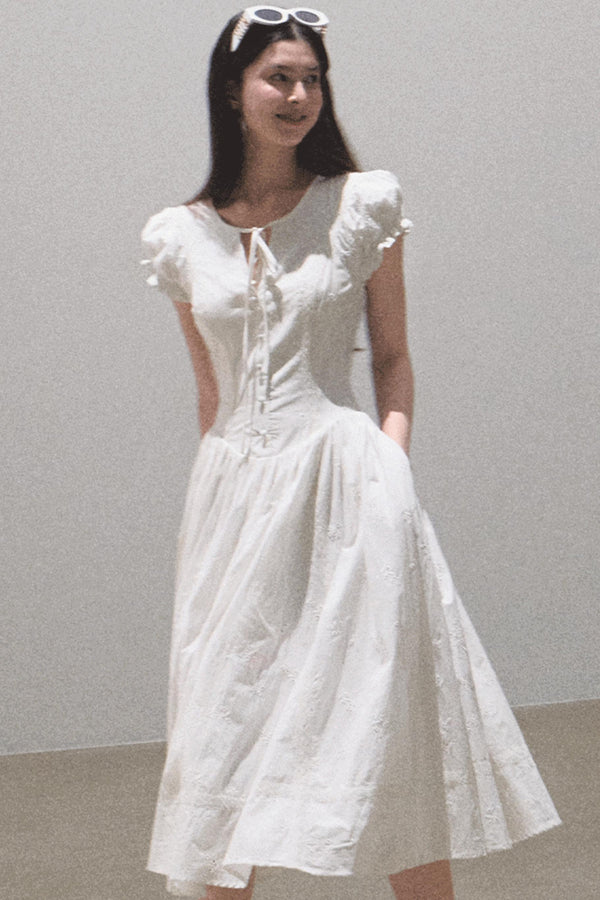 Lovefall Embroidered Cotton Tea Dress