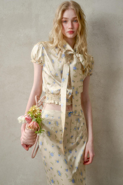 Elegant Lace Skirt Shirt Set-Up