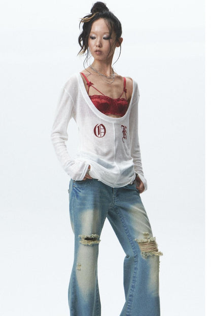 Flocked Sunshield Long Sleeve Skirt Set-Up