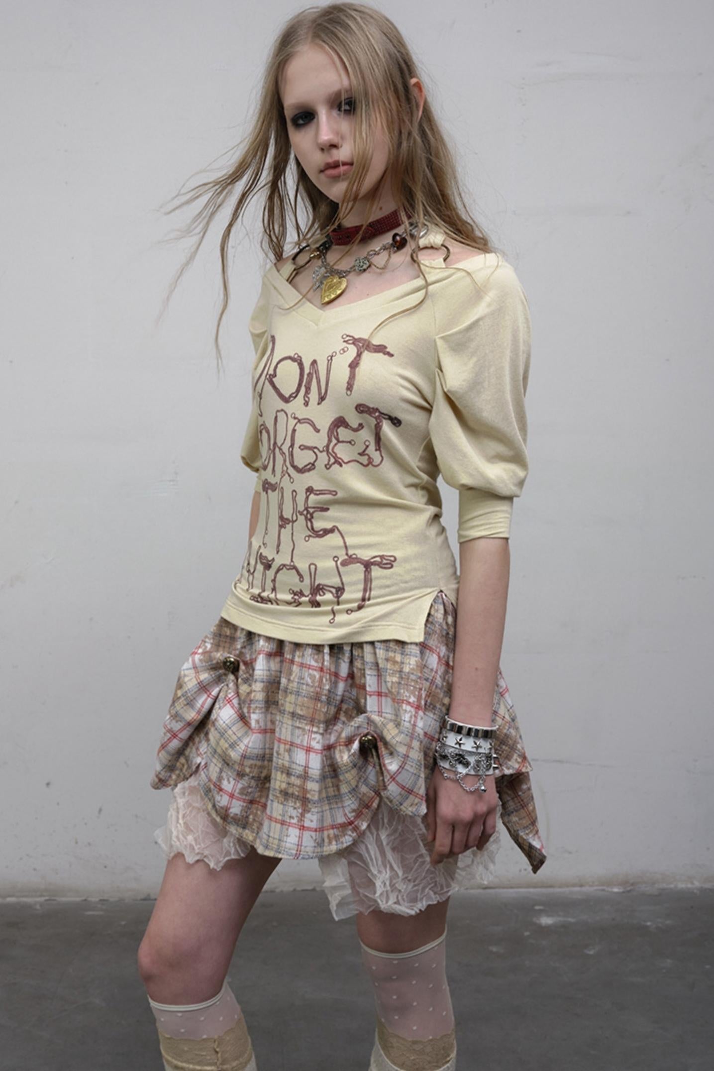 Straight silhouette Plaid Skirt